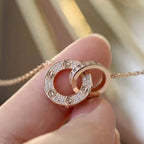 ??Loco?¡¥LOVE 7.6MM NECKLACE ROSE GOLD AND SILVER  FULL DIAMOND