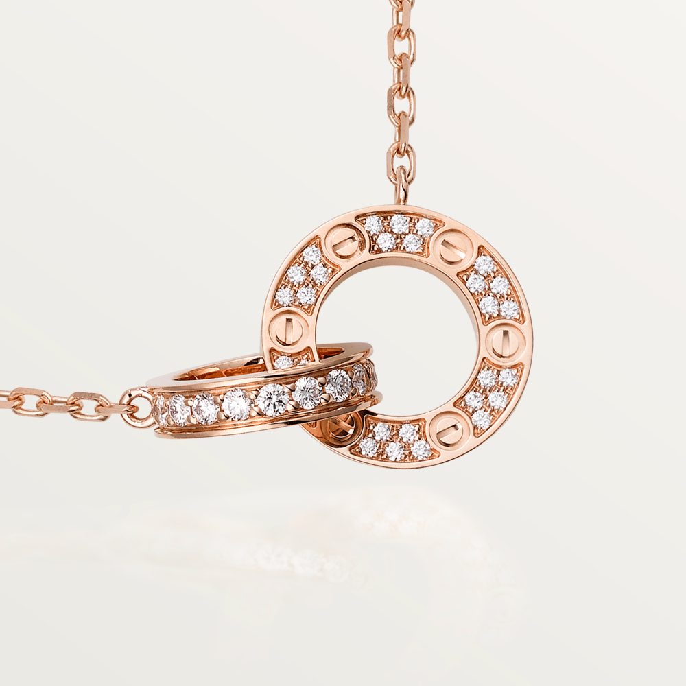 ??Loco?¡¥LOVE 7.6MM NECKLACE ROSE GOLD AND SILVER  FULL DIAMOND