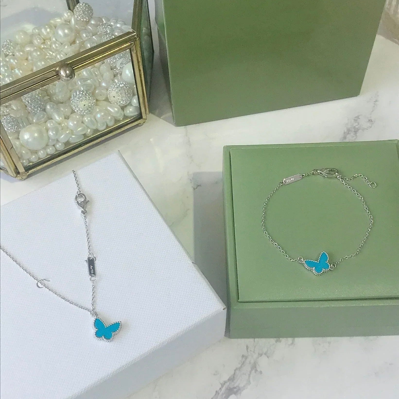 ??Loco?¡¥BUTTERFLY TURQUOISE BUTTERFLY BRACELET SILVER
