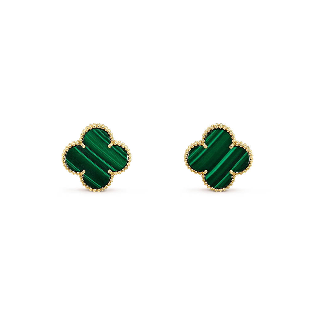 ??Loco?¡¥CLOVER MINI 9.5MM MALACHITE  EARRINGS