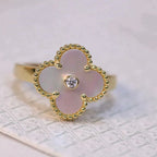 ??Loco?¡¥CLOVER PINK MOP RING GOLD DIAMOND