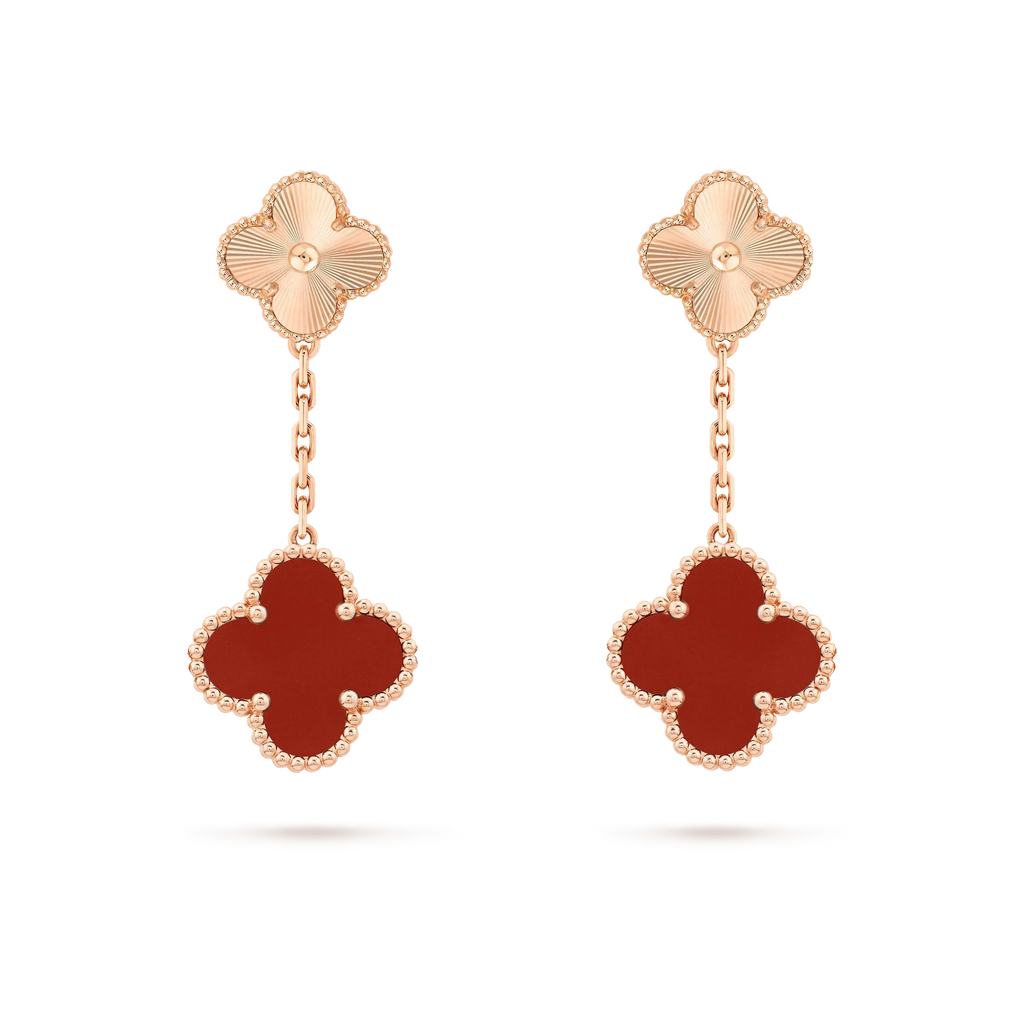 ??Loco?¡¥CLOVER 2 MOTIF  LASER CARNELIAN EARRINGS
