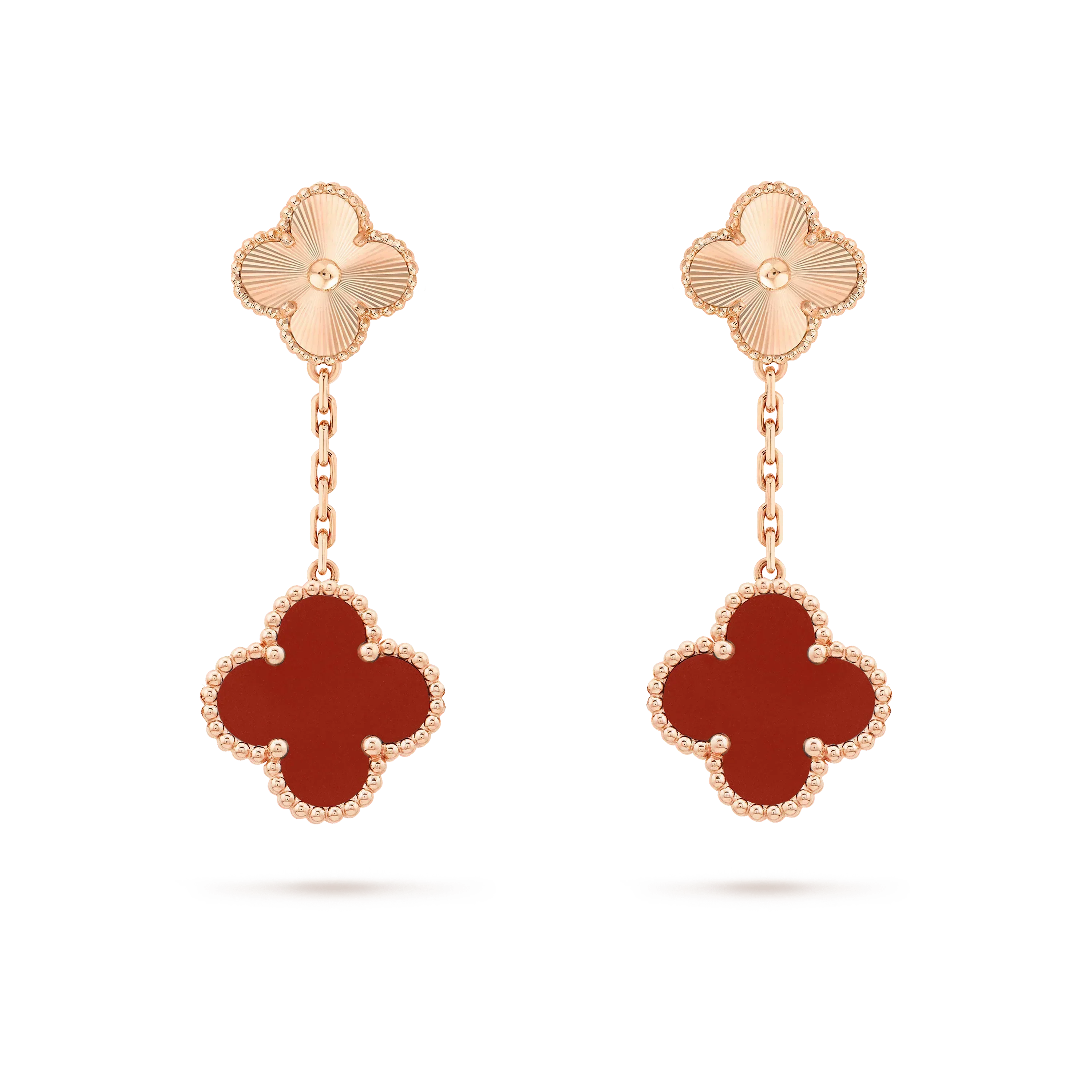 ??Loco?¡¥CLOVER 2 MOTIF  LASER CARNELIAN EARRINGS