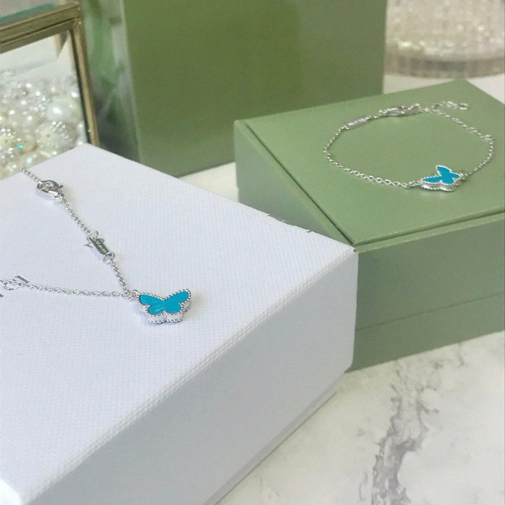 ??Loco?¡¥BUTTERFLY TURQUOISE BUTTERFLY BRACELET SILVER