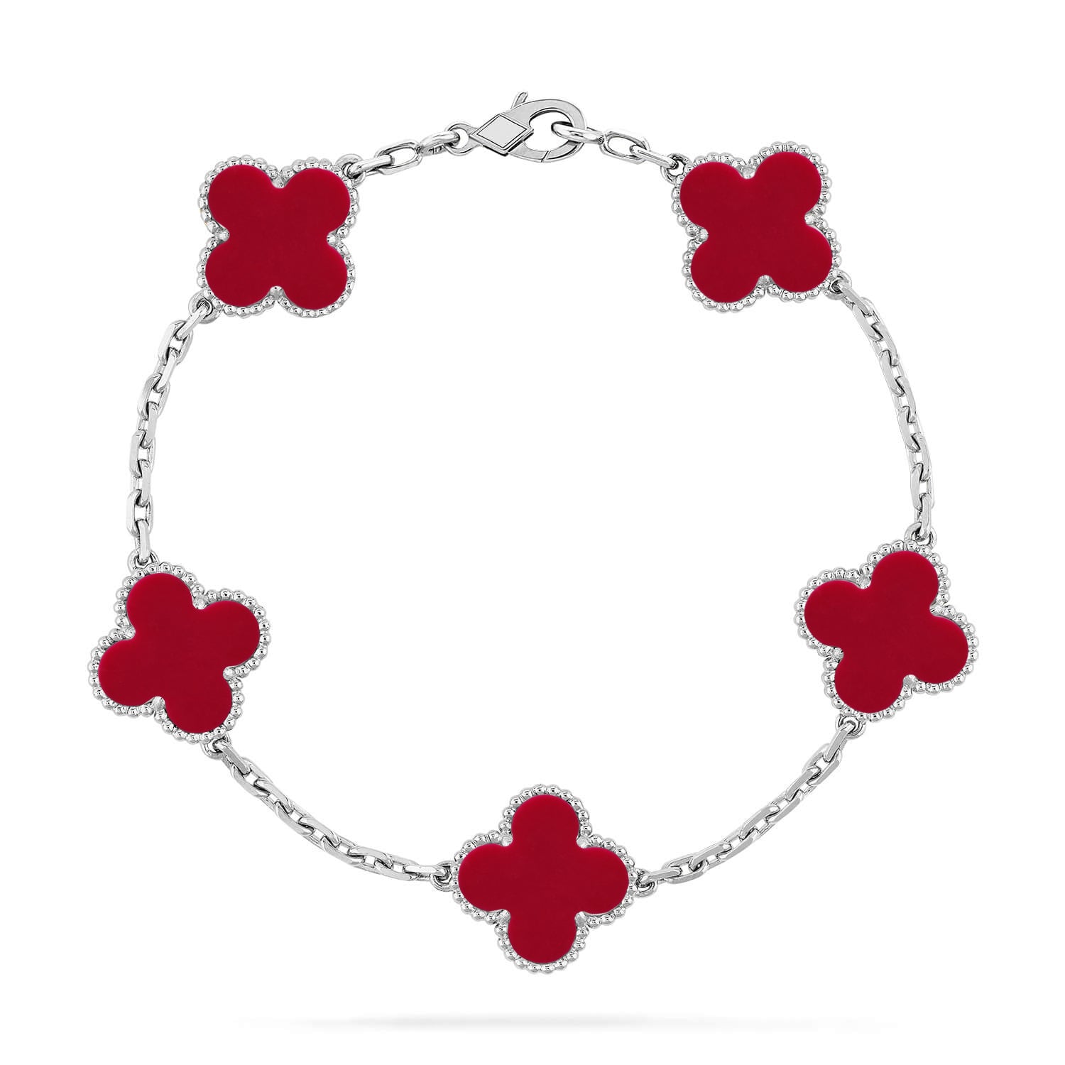 [Loco]New  CLOVER 5 MOTIF RED CORNELIAN BRACELET COLLECTION