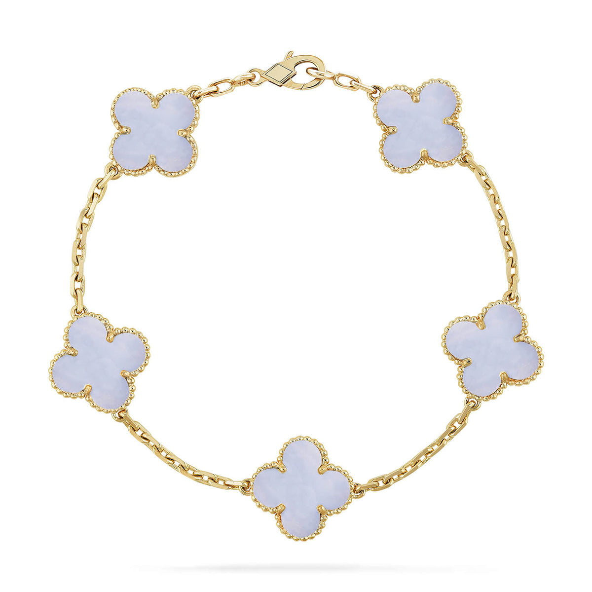 [Loco]New  CLOVER 5 MOTIF PURPLE CHALCEDONY BRACELET COLLECTION
