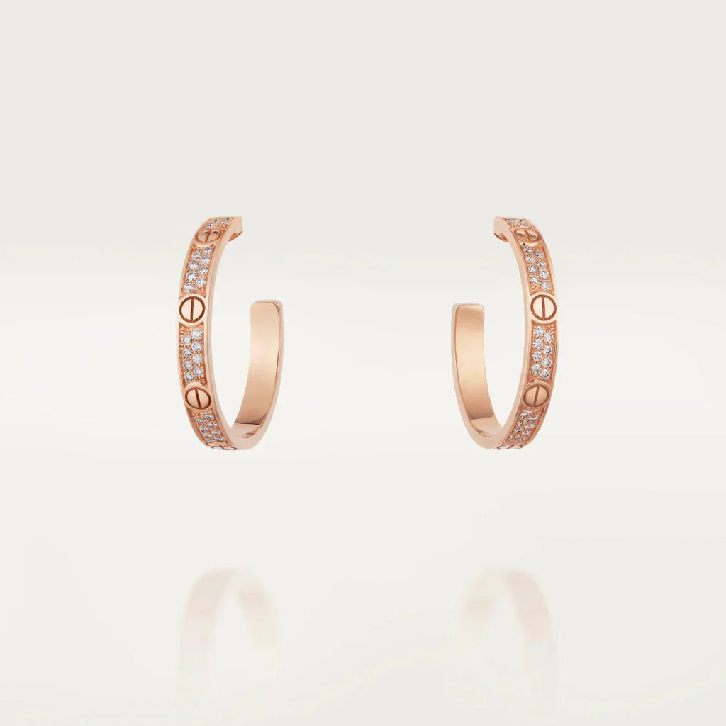 ??Loco?¡¥LOVE DIAMOND PINK GOLD HOOP EARRINGS