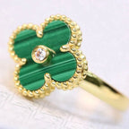 ??Loco?¡¥CLOVER MALACHITE RING GOLD DIAMOND