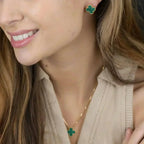 ??Loco?¡¥CLOVER MINI 9.5MM MALACHITE  EARRINGS