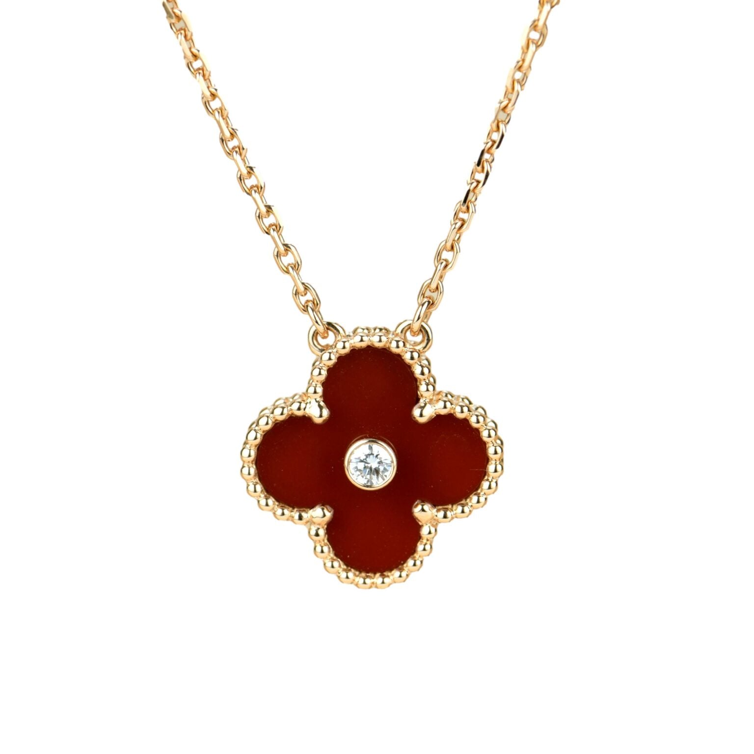 ??Loco?¡¥CLOVER 15MM DIAMOND CARNELIAN NECKLACE