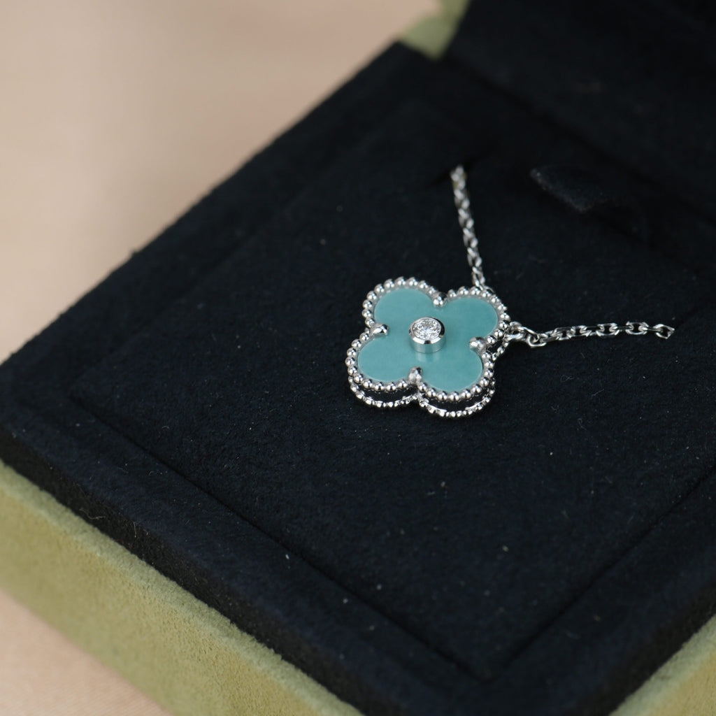 ??Loco?¡¥CLOVER 15MM DIAMOND SVRES PORCELAIN  NECKLACE SILVER