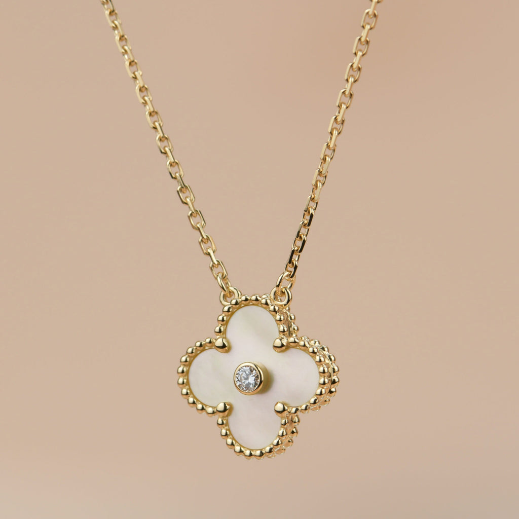 ??Loco?¡¥CLOVER 15MM DIAMOND GOLD MOTHER OF PEARL NECKLACE