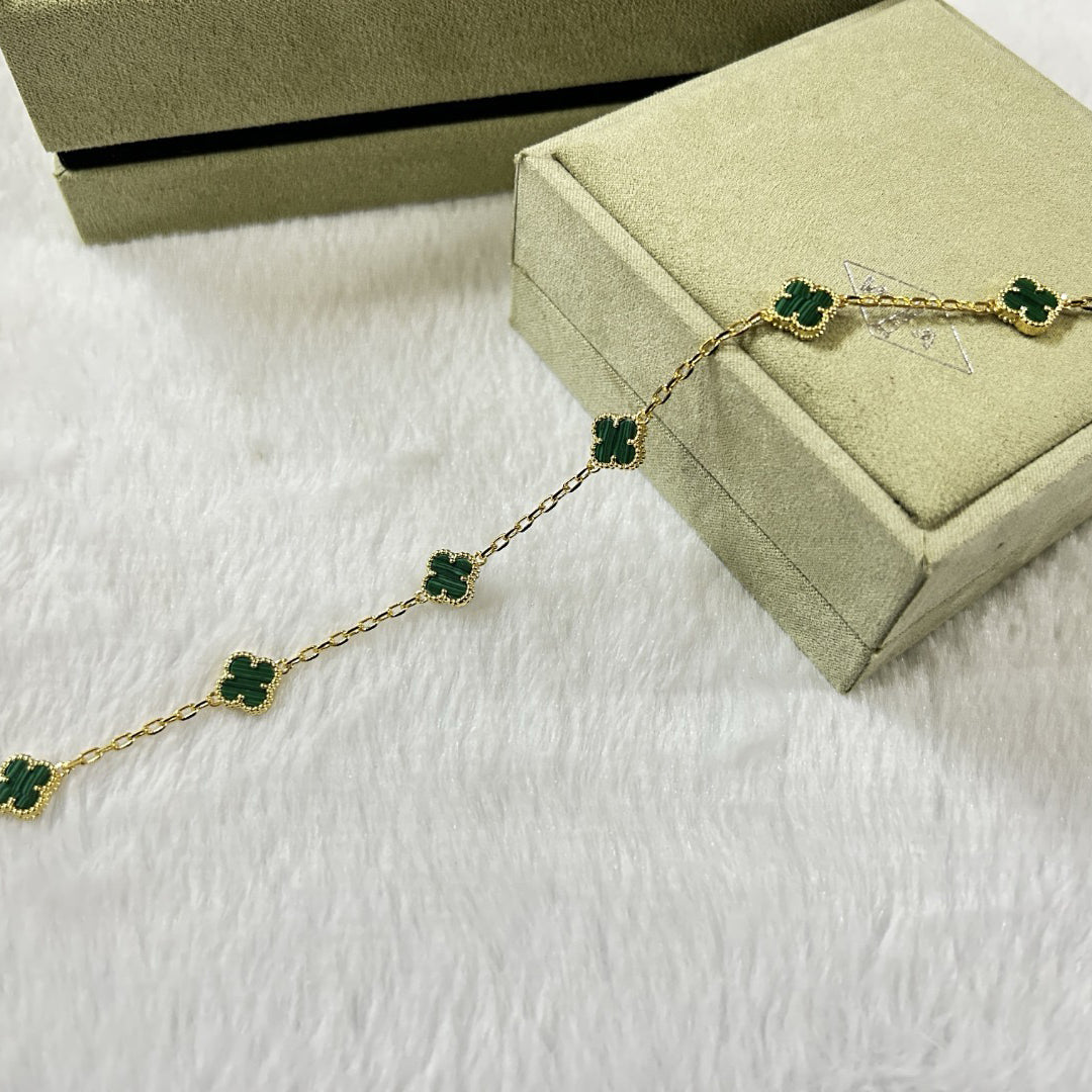 [??Loco?¡¥]CLOVER 6 MOTIF MALACHITE BRACELET