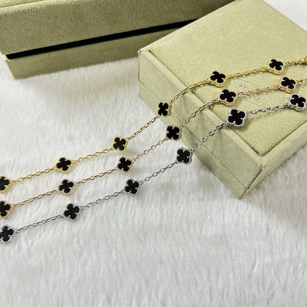 [??Loco?¡¥]CLOVER 6 MOTIF  ONYXS BRACELET
