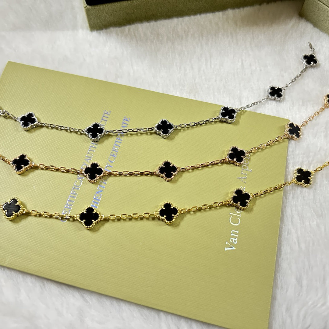 [??Loco?¡¥]CLOVER 6 MOTIF  ONYXS BRACELET