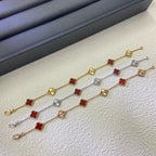 [??Loco?¡¥]CLOVER 6 MOTIF RED AGATE LASER BRACELET