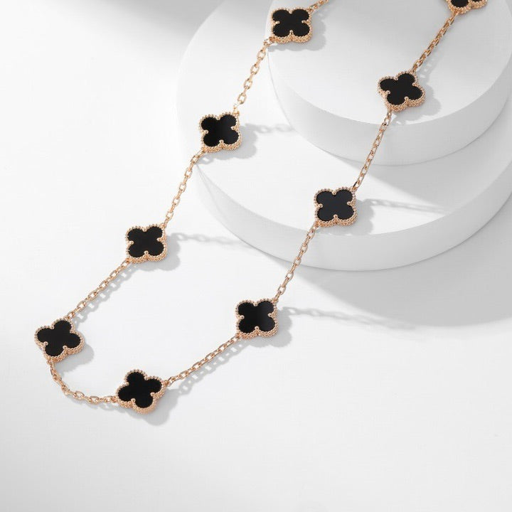 ??Loco?¡¥CLOVER 10 MOTIFS ONYX NECKLACE