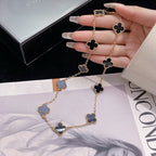 ??Loco?¡¥CLOVER 10 MOTIFS ONYX NECKLACE