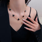 ??Loco?¡¥CLOVER 10 MOTIFS ONYX NECKLACE
