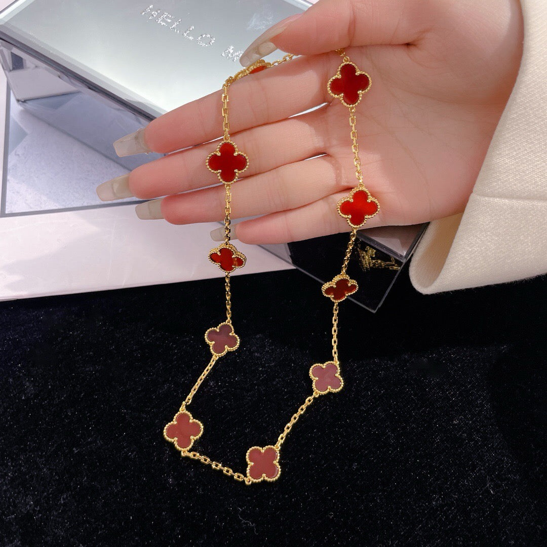 ??Loco?¡¥CLOVER 10 MOTIFS CARNELIAN NECKLACE