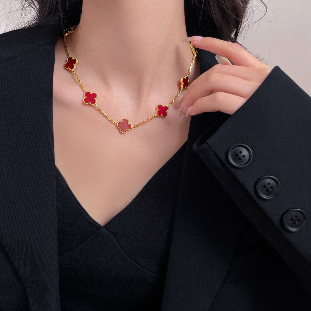 ??Loco?¡¥CLOVER 10 MOTIFS CARNELIAN NECKLACE