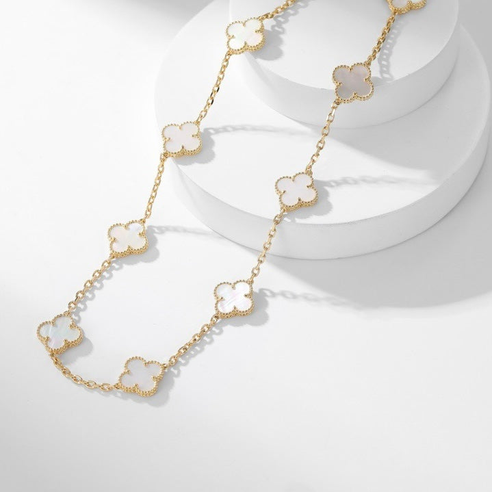 ??Loco?¡¥CLOVER 10 MOTIFS WHITE MOTHER OF PEARL NECKLACE