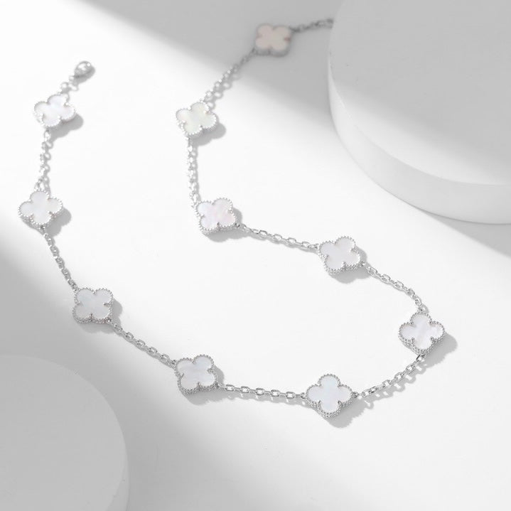 ??Loco?¡¥CLOVER 10 MOTIFS WHITE MOTHER OF PEARL NECKLACE