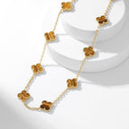 ??Loco?¡¥CLOVER 10 MOTIFS TIGER EYE NECKLACE