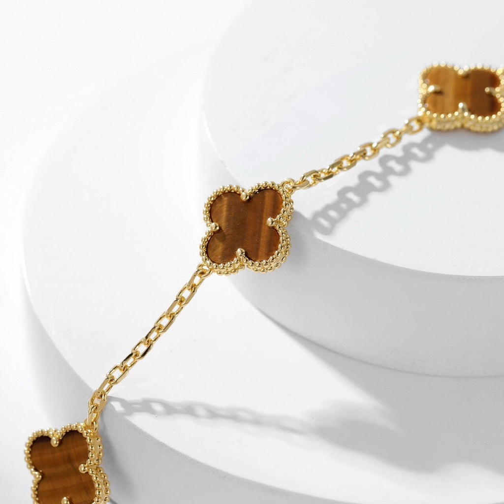??Loco?¡¥CLOVER 10 MOTIFS TIGER EYE NECKLACE