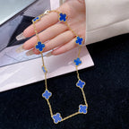 ??Loco?¡¥CLOVER 10 MOTIFS BLUE AGATE NECKLACE