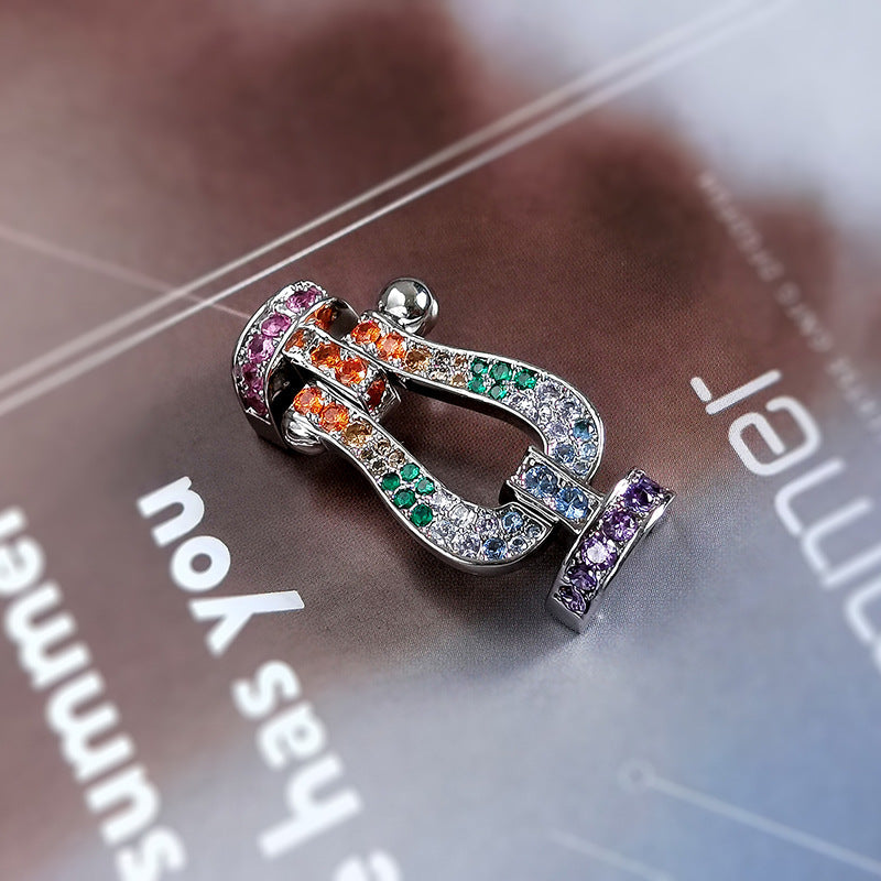 ??Loco?¡¥FORC LARGE HORSESHOE  COLORED DIAMOND BRACELET SILVER