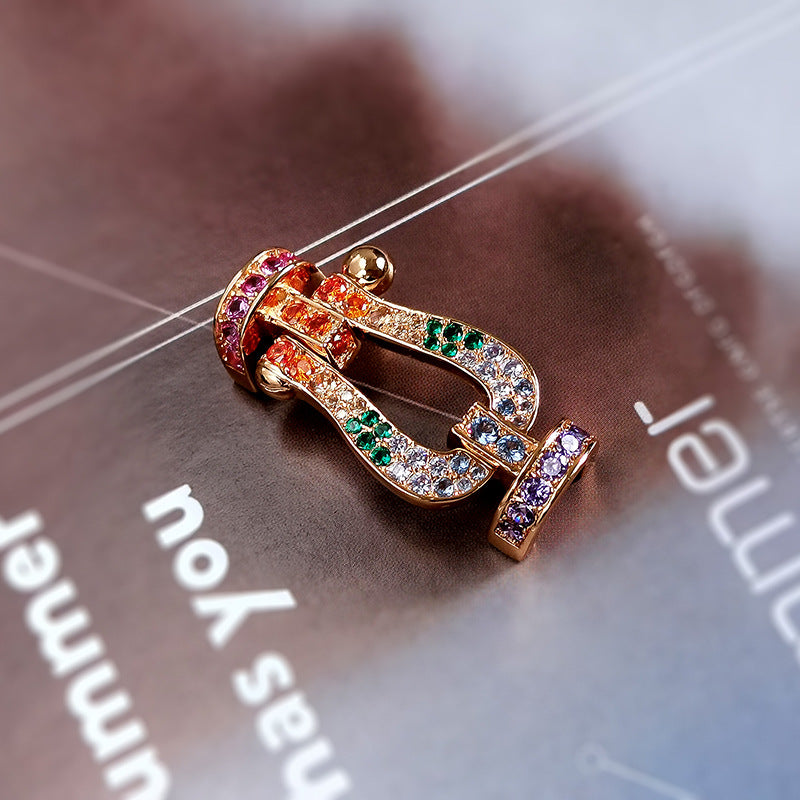 ??Loco?¡¥FORC LARGE HORSESHOE  COLORED DIAMOND BRACELET SILVER