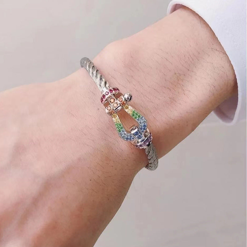 ??Loco?¡¥FORCE LARGE HORSESHOE  COLORED DIAMOND BRACELET ROSE GOLD