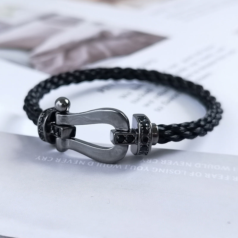 ??Loco?¡¥FORCE LARGE SERIES HORSESHOE BLACK SAMURAI BRACELET