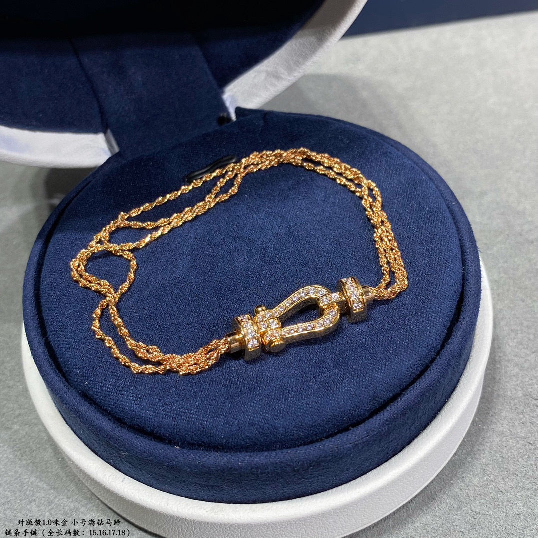 ??Loco?¡¥FORCE SMALL HORSESHOE  DIAMOND CHAIN ROPE BRACELET