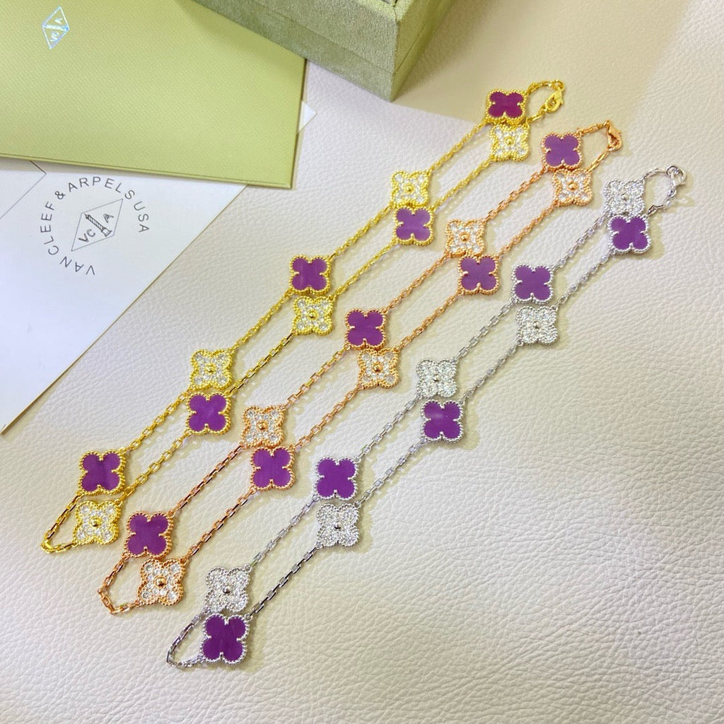 ??Loco?¡¥CLOVER 10 MOTIFS  PURPLE VIOLET DIAMOND NECKLACE