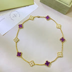 ??Loco?¡¥CLOVER 10 MOTIFS  PURPLE VIOLET DIAMOND NECKLACE
