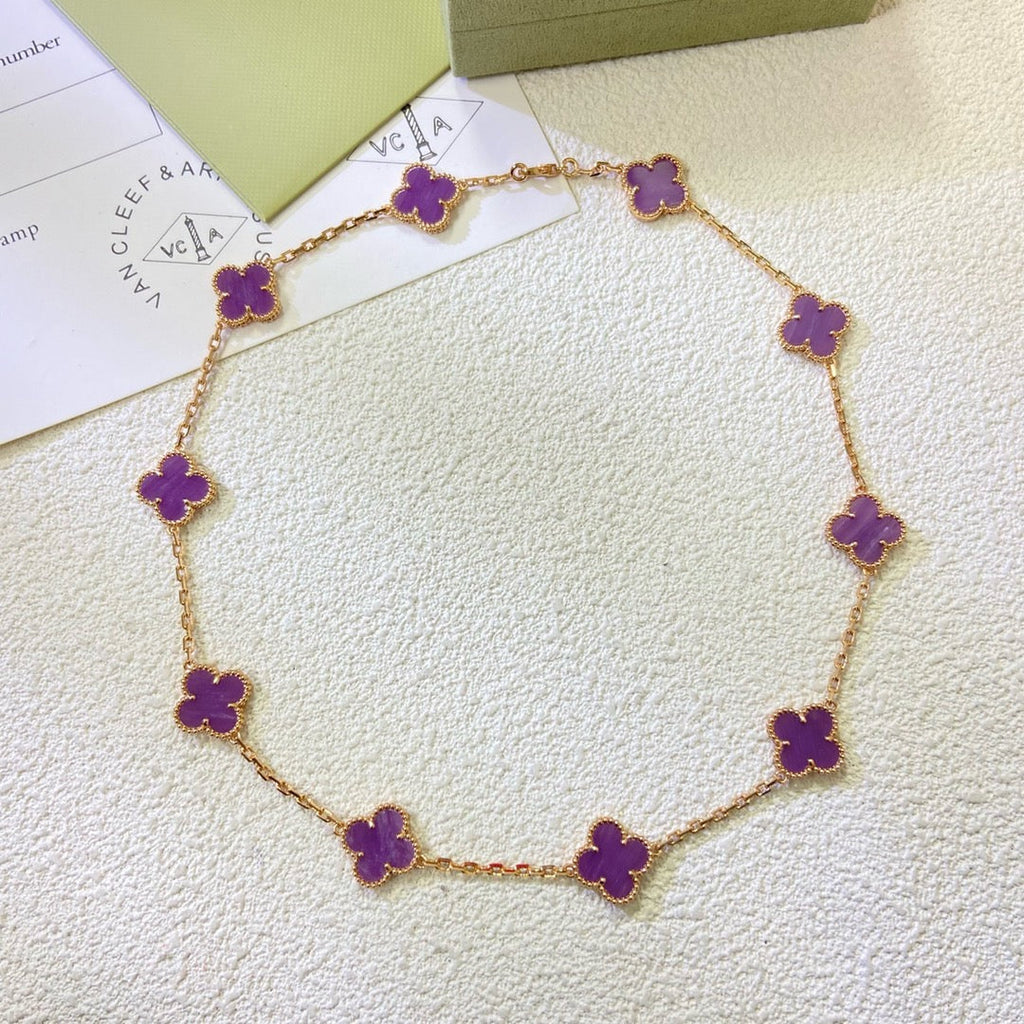 ??Loco?¡¥CLOVER 10 MOTIFS  PURPLE VIOLET  NECKLACE