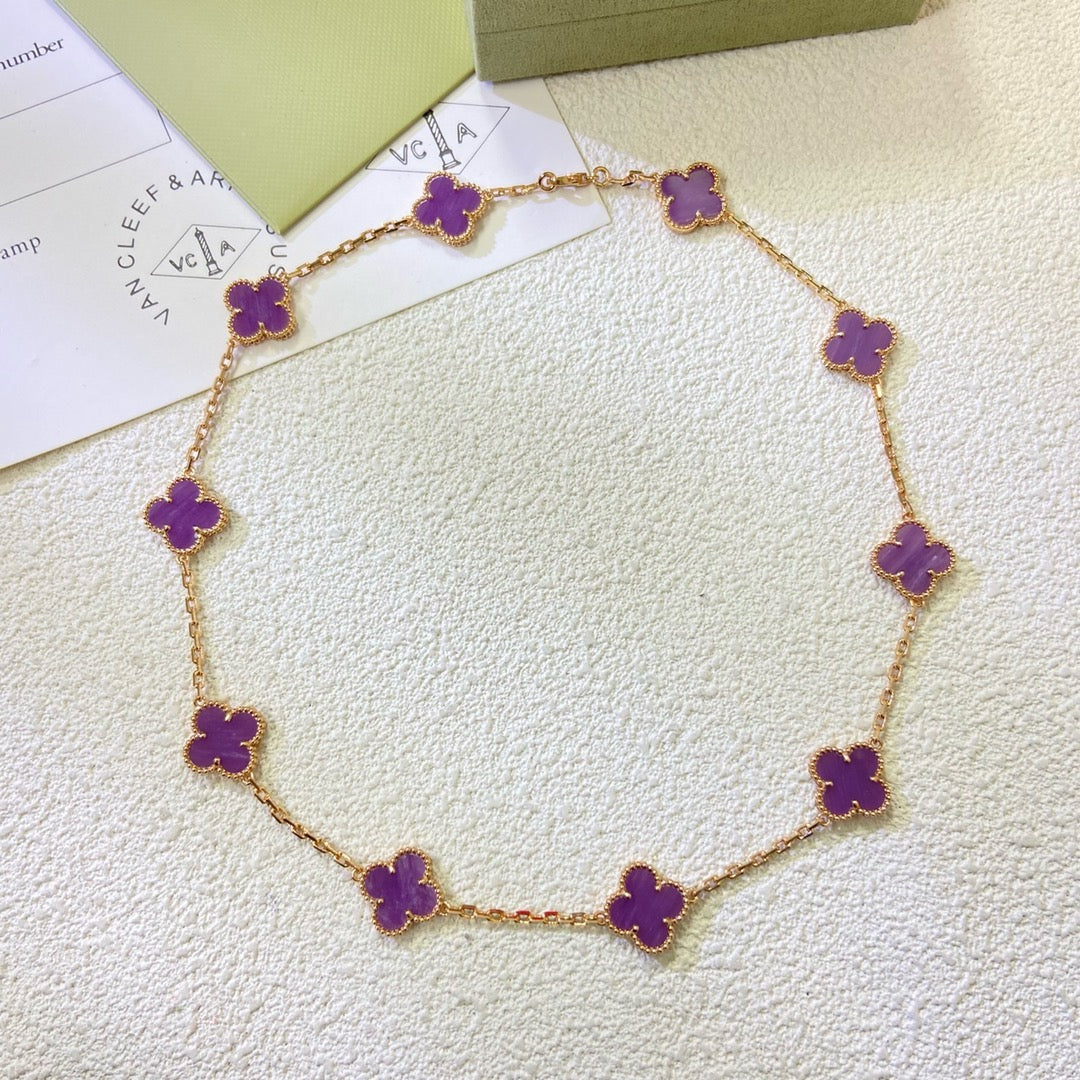 ??Loco?¡¥CLOVER 10 MOTIFS  PURPLE VIOLET  NECKLACE