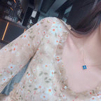 ??Loco?¡¥CLOVER 15MM DIAMOND AND BLUE AGATE NECKLACE