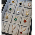 ??Loco?¡¥CLOVER 15MM MALACHITE SINGLE FLOWER  NECKLACE