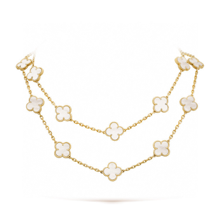 ??Loco?¡¥CLOVER 20 MOTIFS WHITE MOP NECKLACE