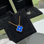 ??Loco?¡¥CLOVER 15MM DIAMOND AND BLUE AGATE NECKLACE
