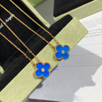 ??Loco?¡¥CLOVER 15MM DIAMOND AND BLUE AGATE NECKLACE