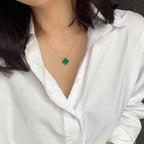 ??Loco?¡¥CLOVER 15MM MALACHITE SINGLE FLOWER  NECKLACE
