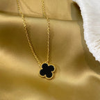 ??Loco?¡¥CLOVER 15MM BLACK ONYX SINGLE FLOWER NECKLACE