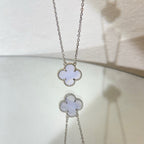 ??Loco?¡¥CLOVER 15MM BLUE CHALCEDONY NECKLACE SILVER