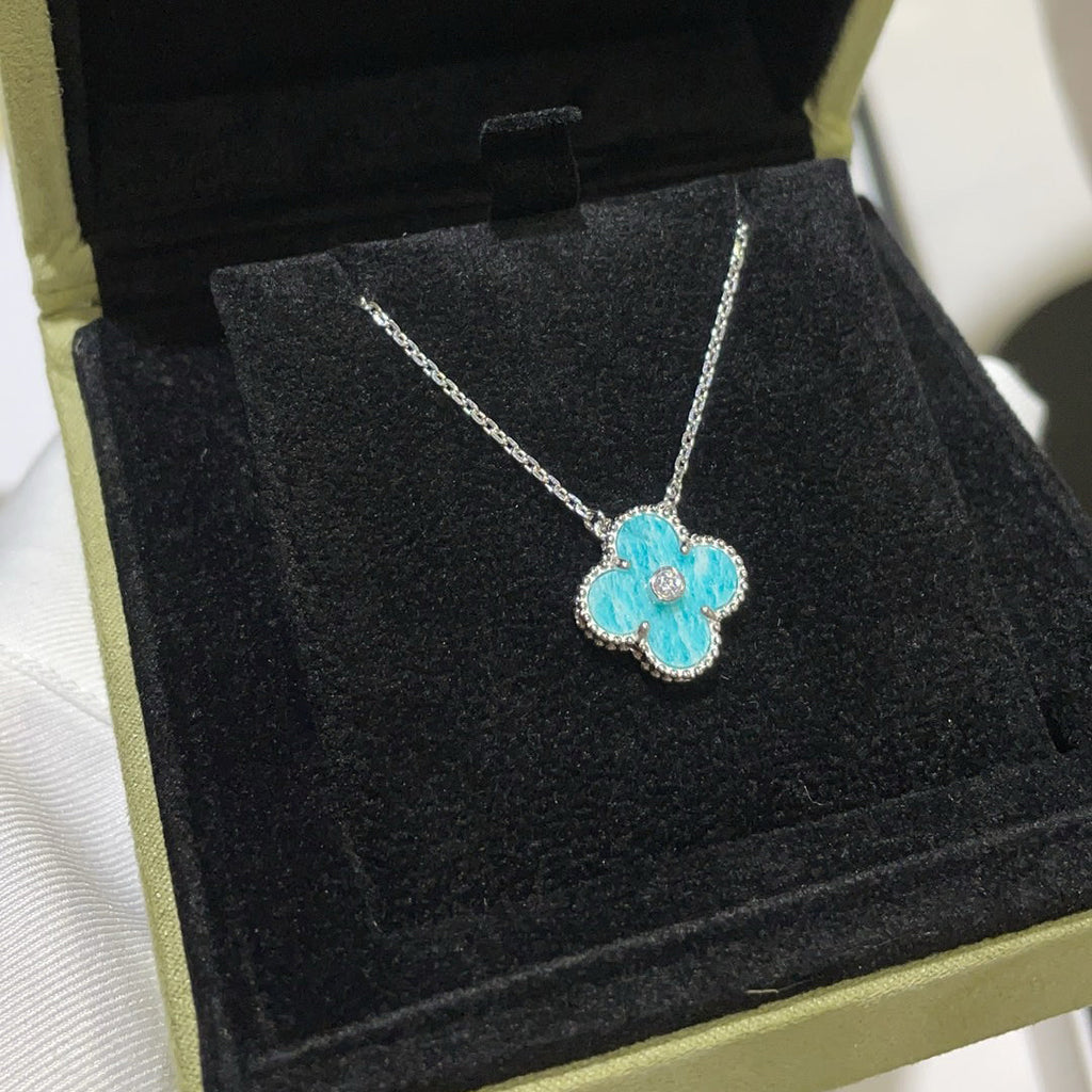 ??Loco?¡¥CLOVER 15MM DIAMOND SVRES PORCELAIN  NECKLACE SILVER