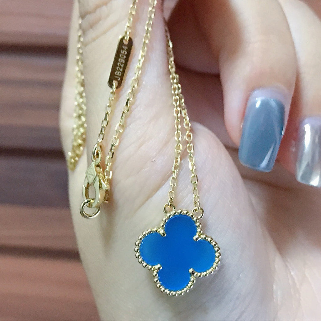 ??Loco?¡¥CLOVER 15MM BLUE AGATE NECKLACE