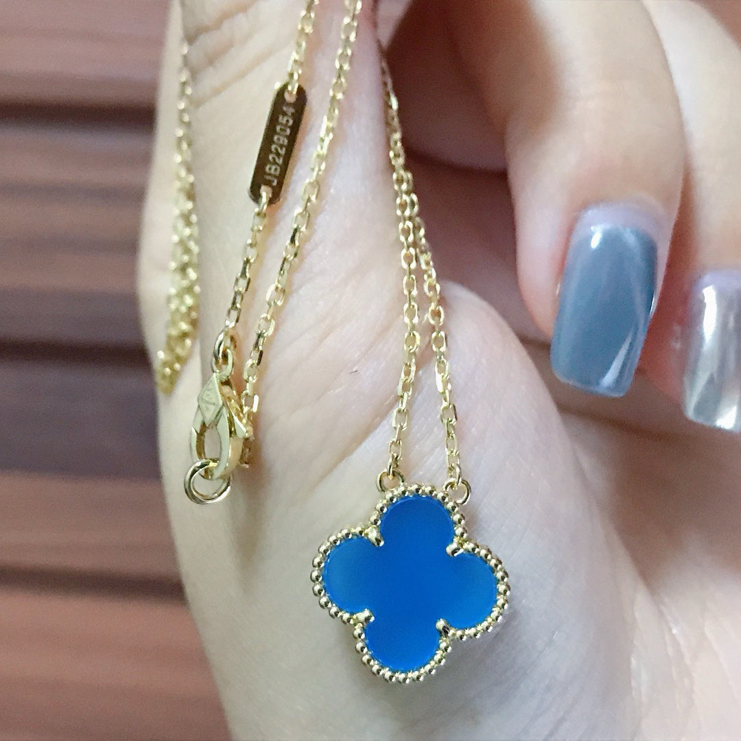 ??Loco?¡¥CLOVER 15MM BLUE AGATE NECKLACE